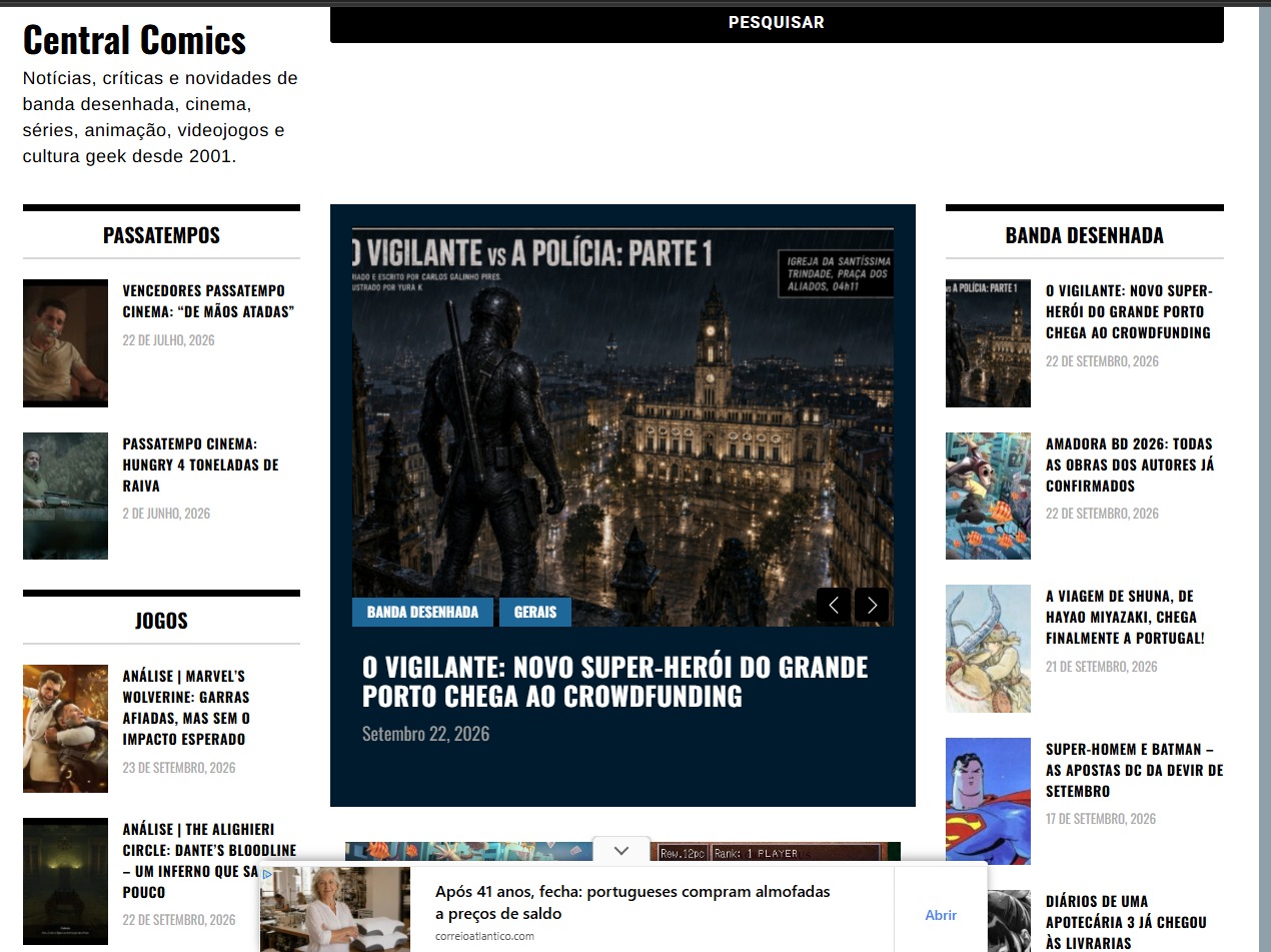 Artigo sobre o crowdfunding do Vigilante
